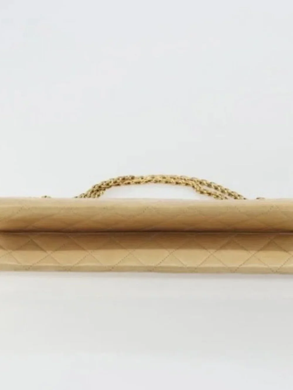 CHANEL Matelasse Chain Shoulder Bag Lamb Skin Beige Gold CC Auth 176218